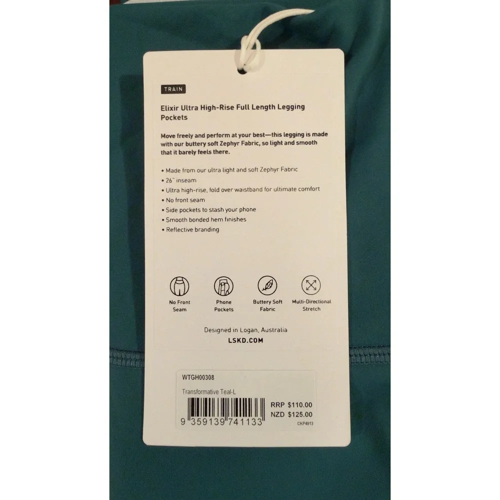 LSKD Elixir Ultra High-Rise Full Length Legging Pockets Teal Women's L, NEW, NWT